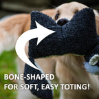 Bone-shaped graphic for the Squooshie Bunny: flip the white bunny over to find a bone shape