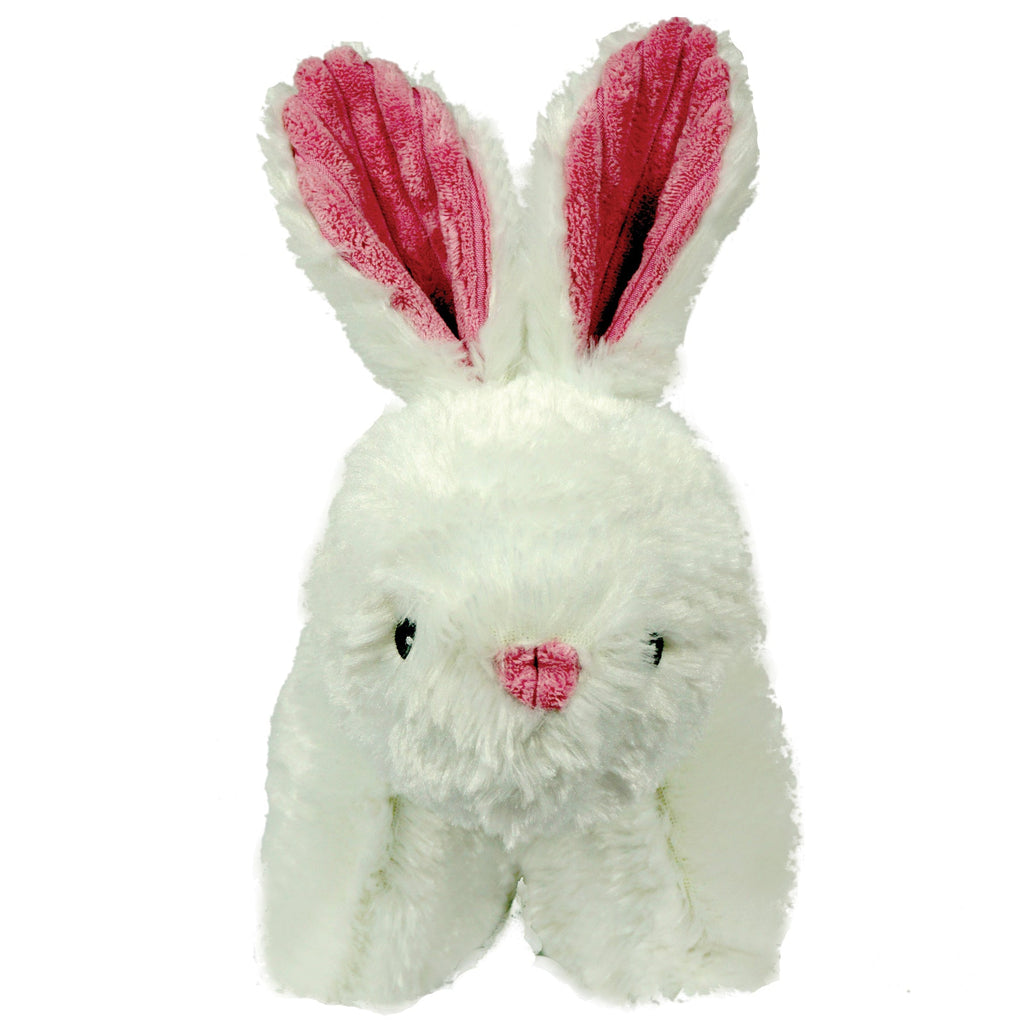 White Squooshie Bunny by HuggleHounds, a loosely stuffed plush about 14 inches long