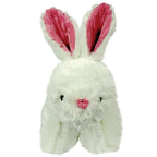 White Squooshie Bunny by HuggleHounds, a loosely stuffed plush about 14 inches long
