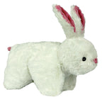 HuggleHounds Squooshie Bunny plush dog toy in silky white with pink ears and a pink nose