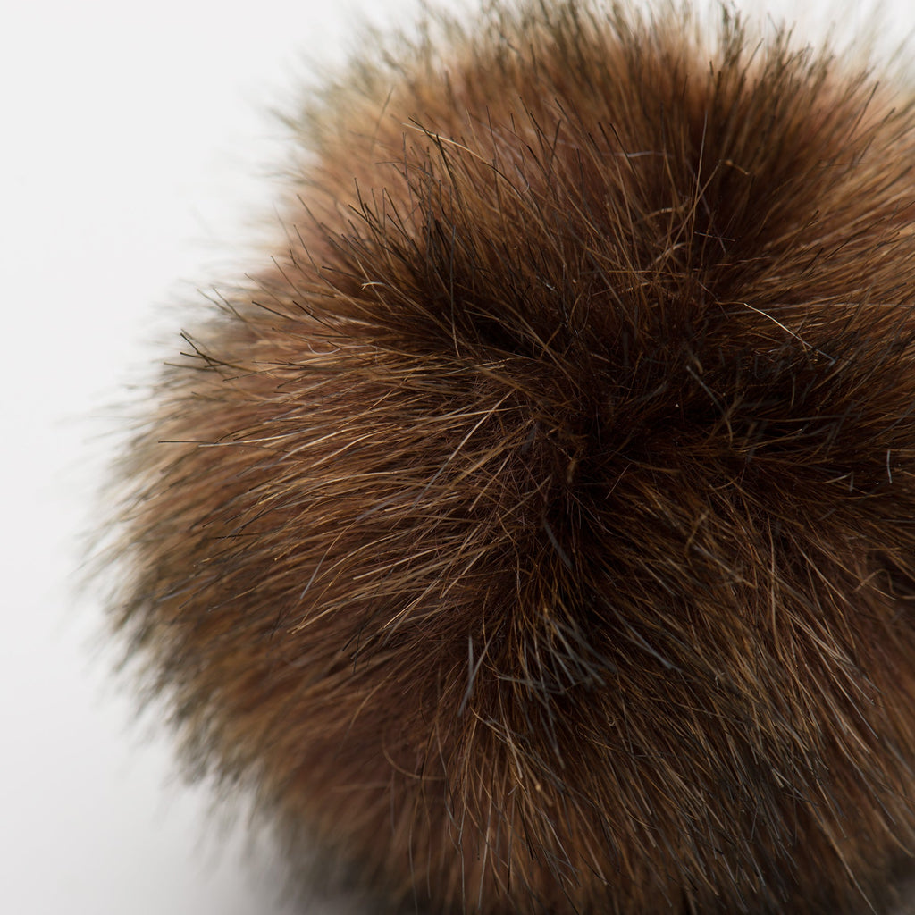 Close look at the soft faux fur on a HuggleKats Fur Ballie catnip cat toy