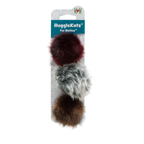 HuggleKats Fur Ballies 3-pack of faux fur catnip ball cat toys in maroon, gray and brown