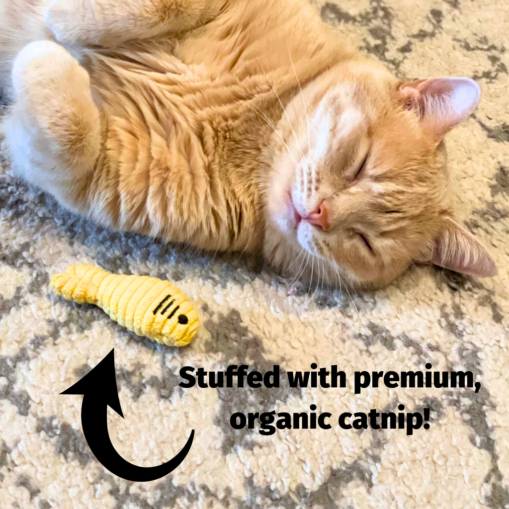 HuggleKats Sardinies fish cat toys filled with catnip to spark pouncing and batting