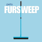 Reusable pet hair broom sweeping shed fur from the floor.