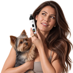 Cordless pet nail grinder with three grinding ports for small, medium, and large nails.