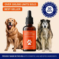 Daily Liquid Supplement for Dogs bottle, NMN and CoQ10 drops for energy and healthy aging, front.