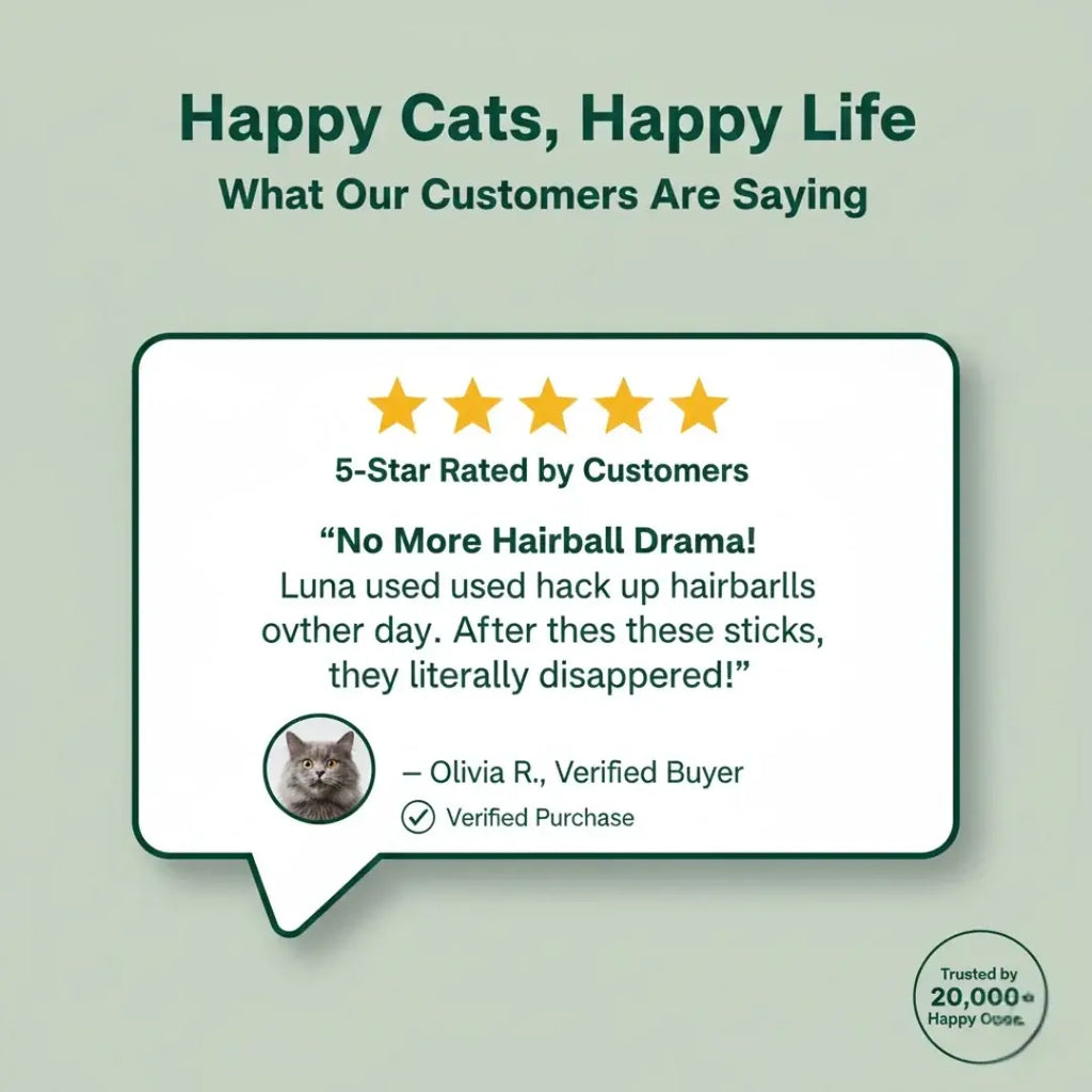 Cat dental chew sticks shown with no fillers or artificial additives.