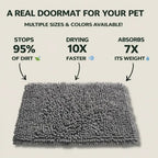 Anti-Mud Dog Door Mat, super-absorbent chenille mat for muddy paws, front view.