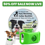Natural flea and tick collar pendant for dogs and cats, green silicone attachment