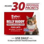 Jeffers Belly Buddy cat probiotic with 4 strains and 200 million CFU per gram of lactic acid bacteria