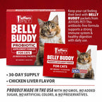 Belly Buddy probiotic supplement packets for cats by Jeffers, made in the USA
