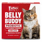 Jeffers Belly Buddy probiotic packets for cats in chicken liver flavor, 30 individual packets