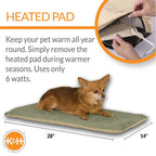 K&H Thermo-Pet Mat in sage with a removable 6-watt heater for indoor warmth
