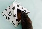 Doodle cardboard cat pyramid from Kitty Kardboard, printed with water-based, biodegradable ink