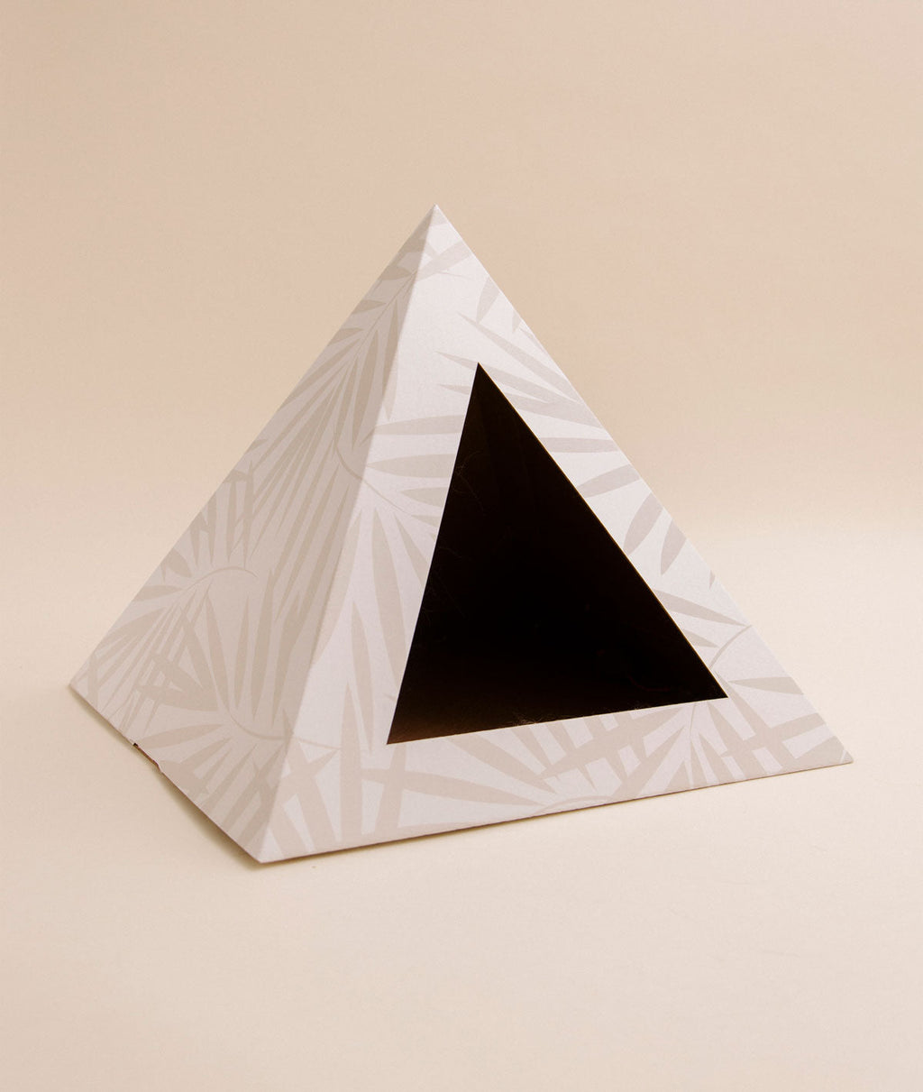 Kitty Kardboard Neutral Palm pyramid that ships flat and goes together in seconds by folding and tucking