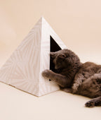 Neutral Palm cardboard cat pyramid from Kitty Kardboard, printed with water-based, biodegradable ink