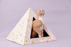 Kitty Kardboard Terrazzo cardboard cat pyramid with a terrazzo print, a modern hideaway made in the USA