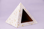 Kitty Kardboard Terrazzo pyramid that ships flat and goes together in seconds by folding and tucking