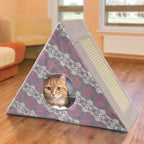 KONG Play Spaces Zen Den, a foldable multicolor cat hideaway with a scratching surface outside
