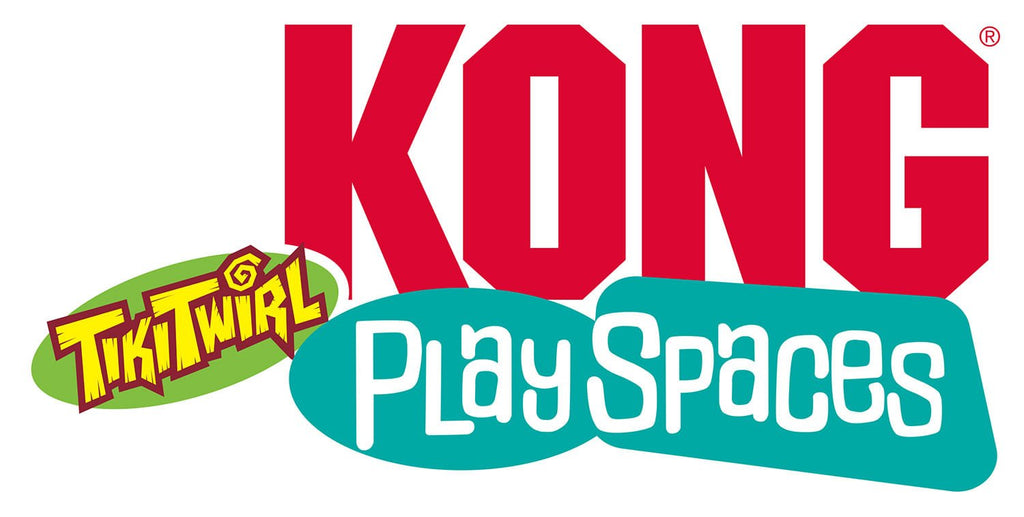 Tropical-themed KONG Play Spaces Tiki Twirl cat toy that gives a whiff of catnip with each spin