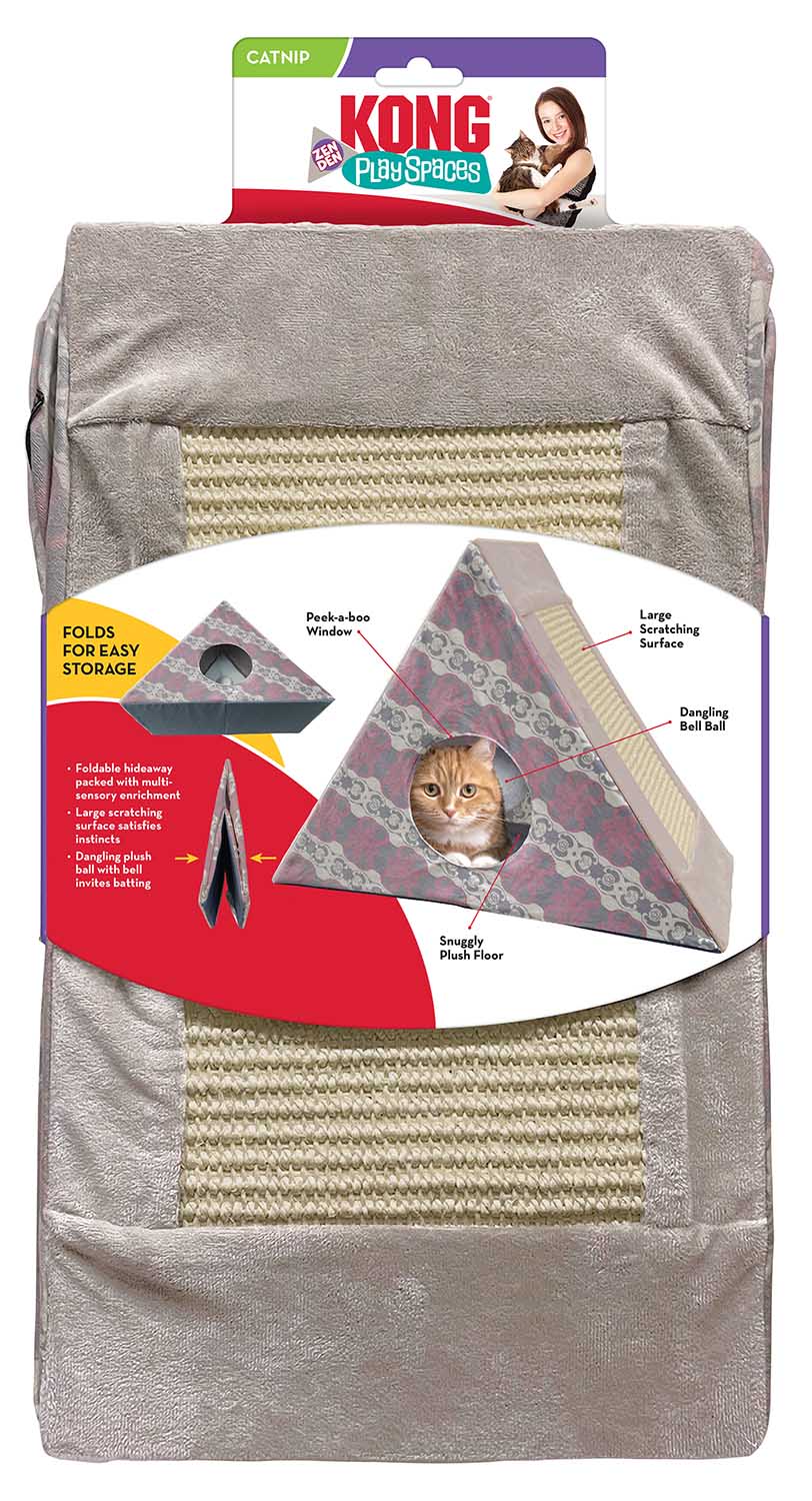 Multicolor KONG Zen Den cat hideaway with super soft plush bedding inside for naps