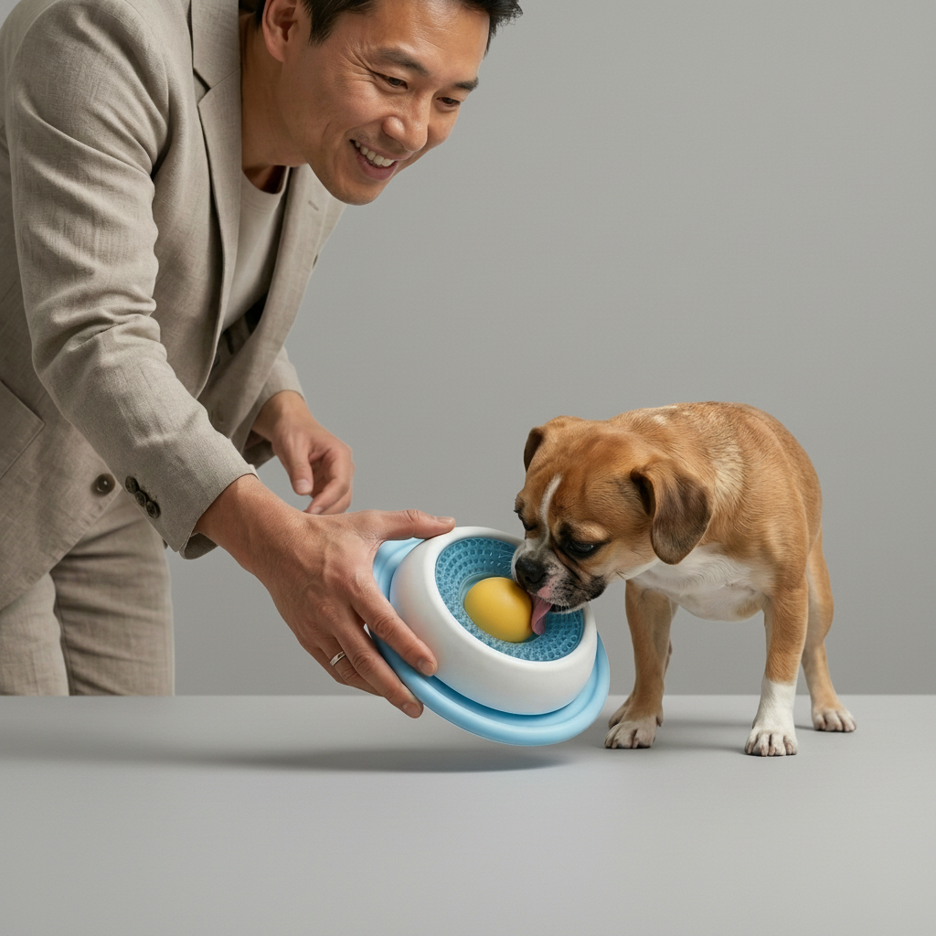Enrichment lick toy for small to medium dogs and cats at mealtime or snack time