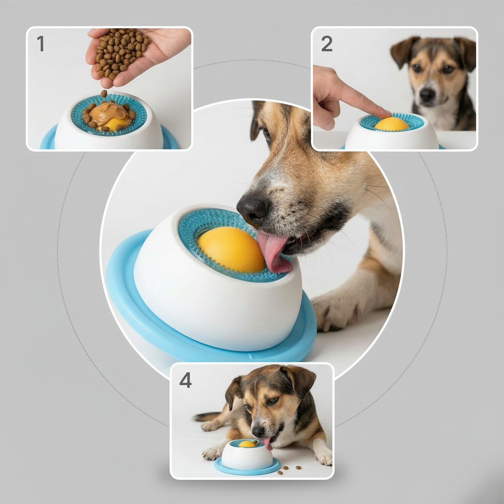 Interactive lick slow feed toy for dogs and cats that slows down rapid eating
