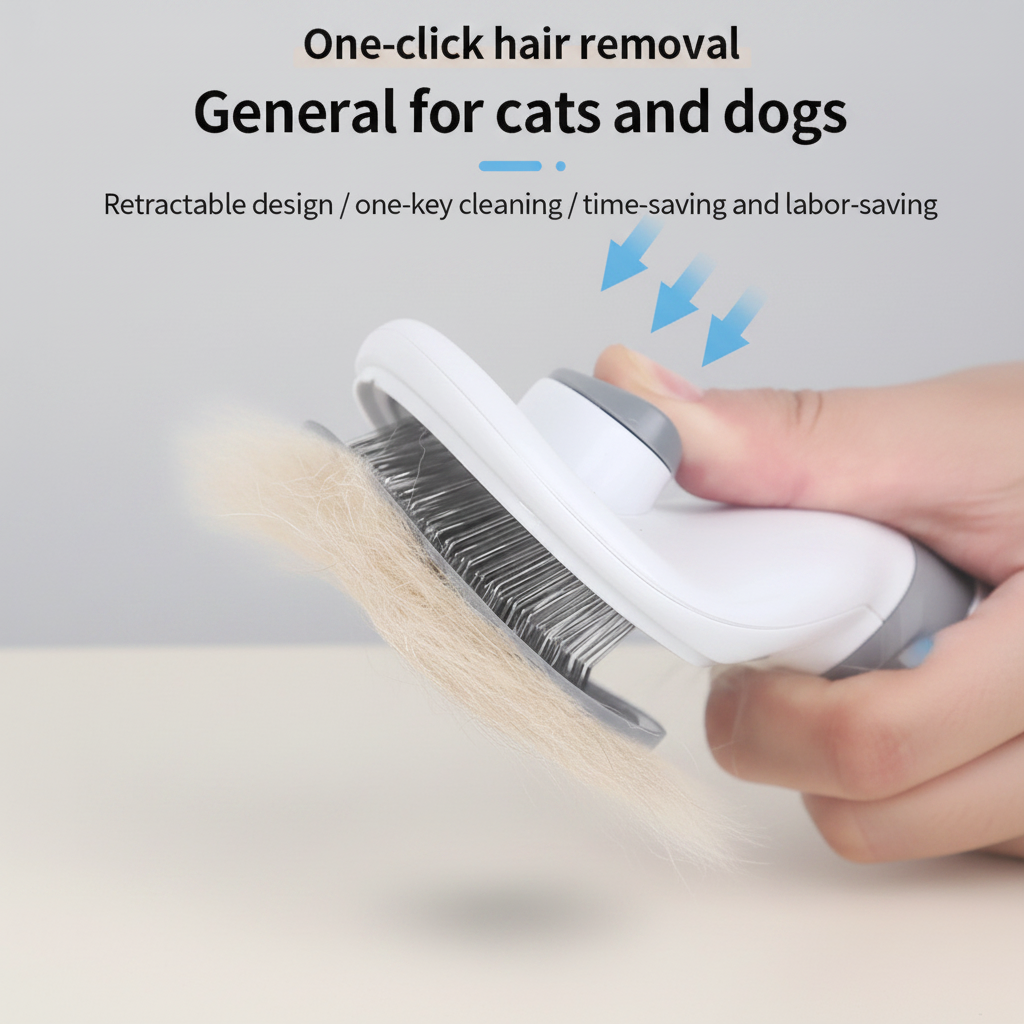 Lightweight slicker brush for one-handed use while the other hand steadies a pet