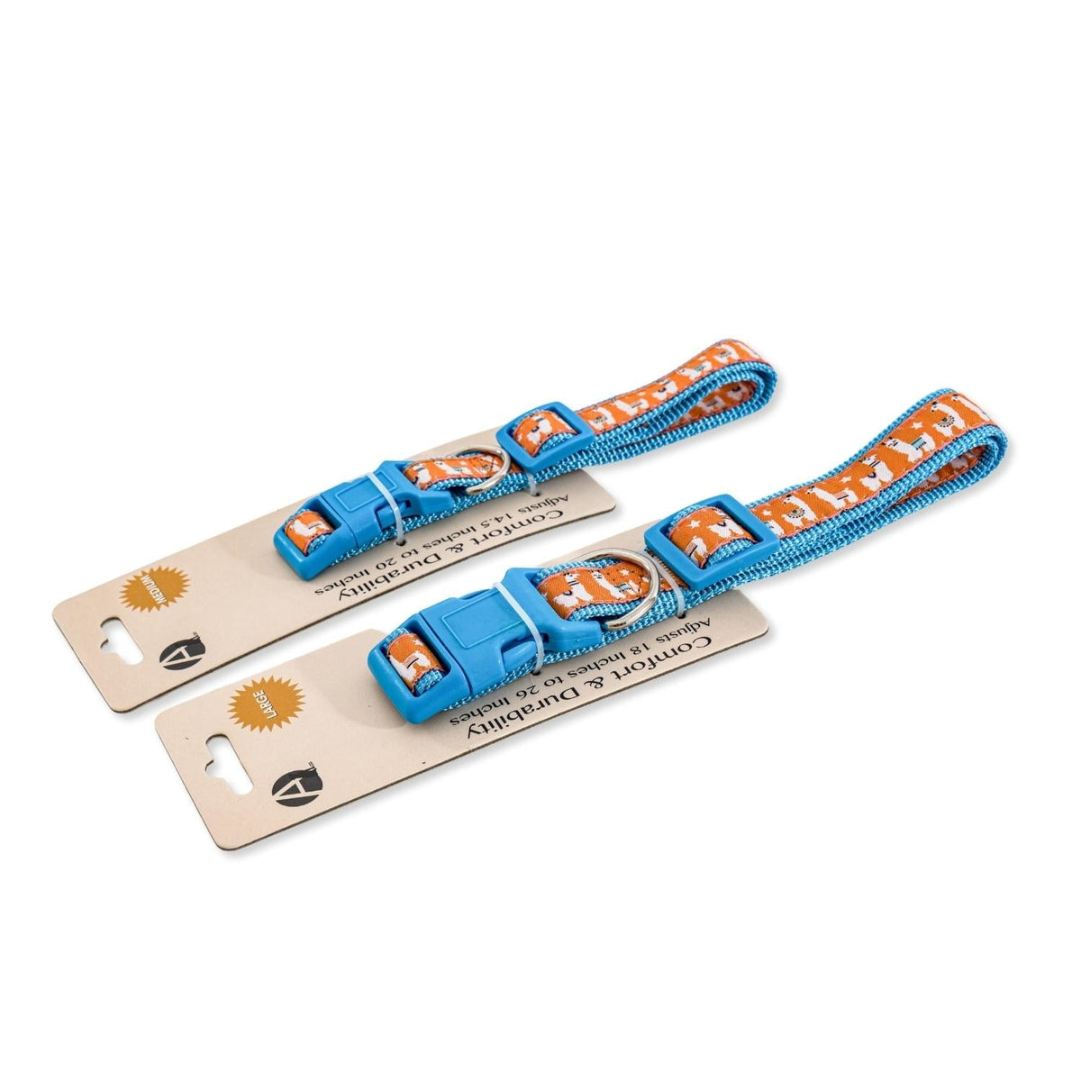 Nylon llama design dog collar, a light 0.16 lb collar and a fun gift for llama fans