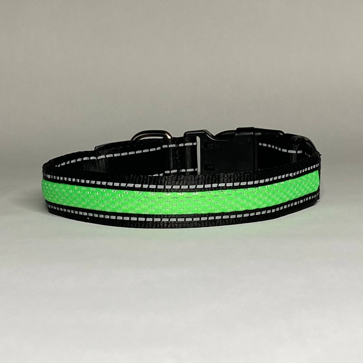 Lucky Dog LED dog collar with 3M reflective high-visibility stitching