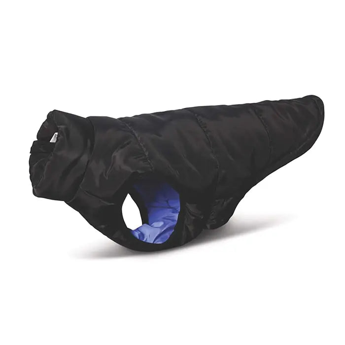 M-Pets Gentle winter dog jacket in black and blue, size Large, with a water-resistant outer