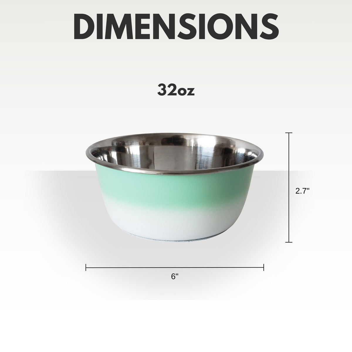 Mint Green deep dog bowl with a rubberized base that helps reduce sliding during meals