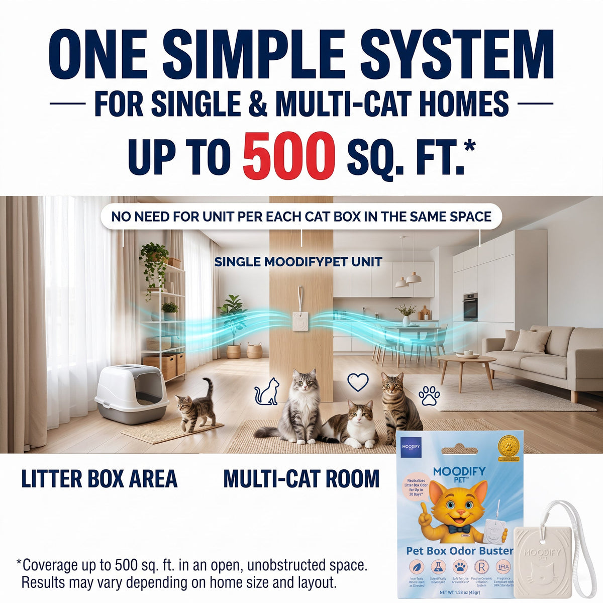 MoodifyPet porous ceramic odor neutralizer pendant for the area around a cat litter box