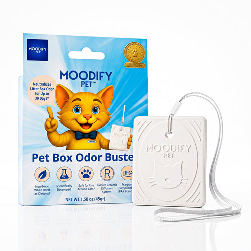 MoodifyPet Cat Litter Box Odor Neutralizer, one unit that covers a litter box area for up to 30 days
