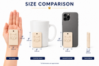 Size comparison image for the MoodifyPet ceramic odor neutralizer pendant in the 12-pack