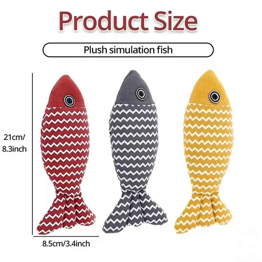 Moving catnip fish toy that wiggles when a cat bats or bites it