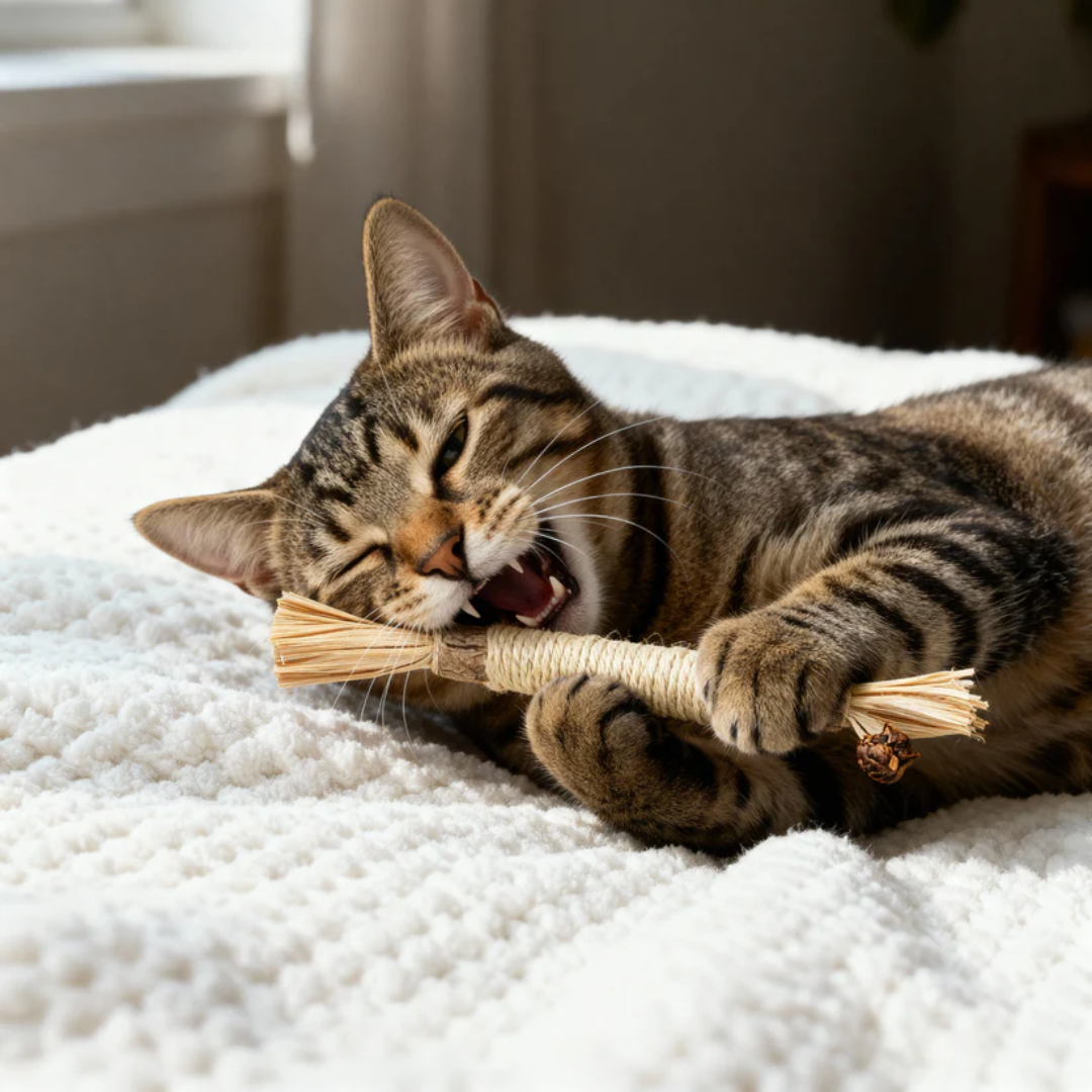 Natural silver vine chew sticks for feline enrichment