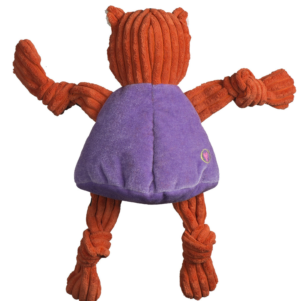 Back of the Large Clemson Tiger Knottie dog toy by HuggleHounds, about 15 inches tall