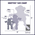 Size chart for HuggleHounds Clemson and other NCAA Knotties: Small 9 in, Large 15 in tall