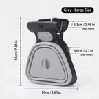 Grey large one-hand poop scooper with a squeeze-trigger handle and bag clip
