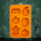 Front of the orange Halloween jelly treat mold, 4.25 x 6.75 inches, made in the USA by SodaPup