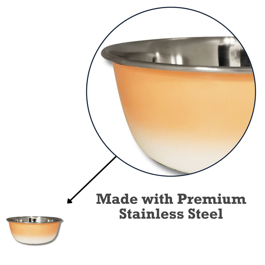 Peach Coral deep dog bowl with a rubberized base that helps reduce sliding during meals