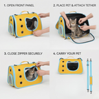 Cat and small dog carrier backpack with adjustable padded straps for hiking