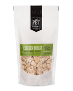 The Pet Gourmet freeze-dried chicken breast dog treats and topper, made from 100% chicken breast