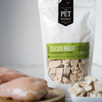 Single-ingredient freeze-dried chicken breast from The Pet Gourmet, 73% minimum crude protein