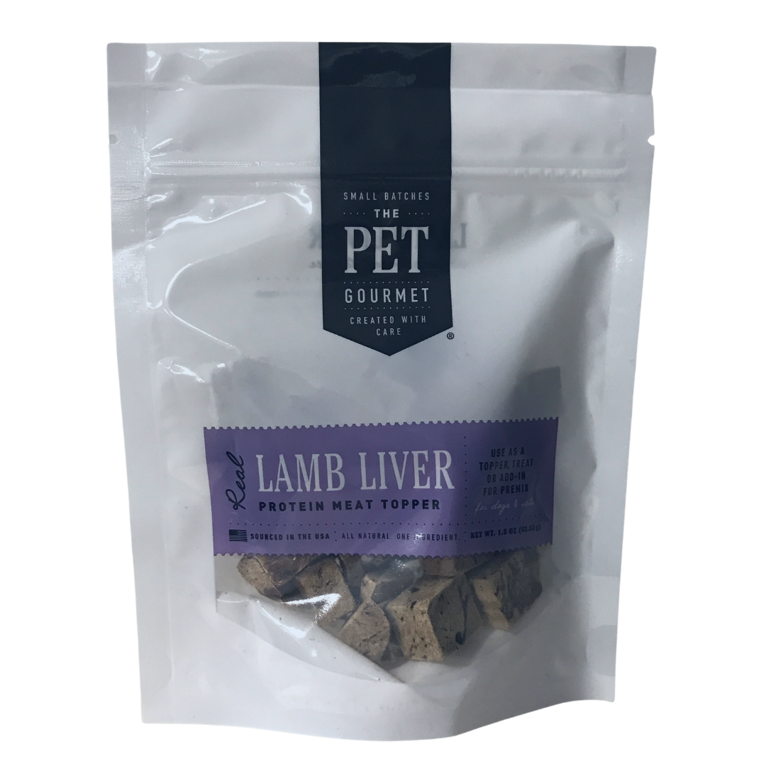 Freeze-dried lamb liver training treats from The Pet Gourmet, easy to break into small bits
