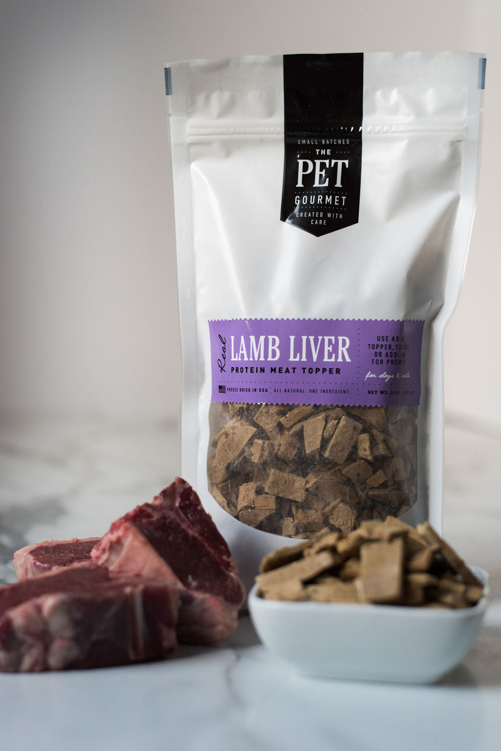 The Pet Gourmet lamb liver treats, freeze-dried with 57% minimum crude protein