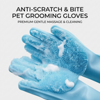 Pet grooming glove with silicone nubs on the palm and fingers for full-hand coverage