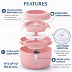 Pet Life Moda-Pure pet fountain with a transparent water-level indicator