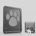 Lockable screen door flap for pets with a 4-way lock to control entry and exit